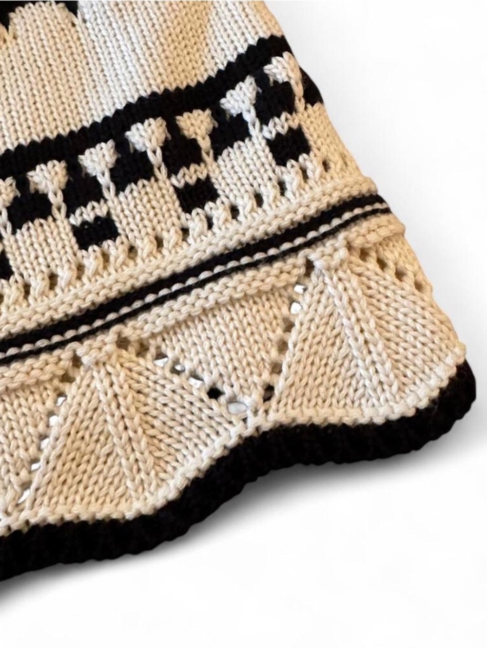Entro Black Cream Knit Tank Top Coastal Resort Crochet Sweater Cami Small 🖤 - Picture 4 of 8